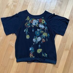 Anthropologie - Tiny - Blue Floral Short Sleeve Top Size XS
